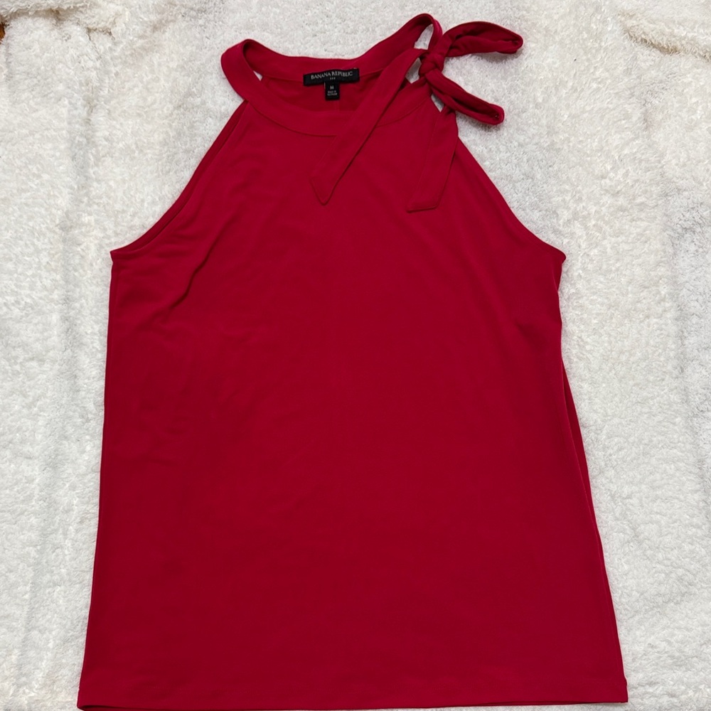 Banana Republic Factory Red Tank Top with Bow Accent